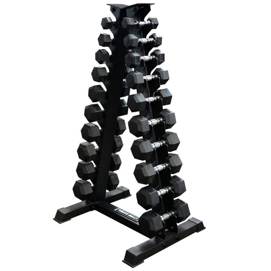 Hex Dumbbell Set 1-10kg with vertical rack