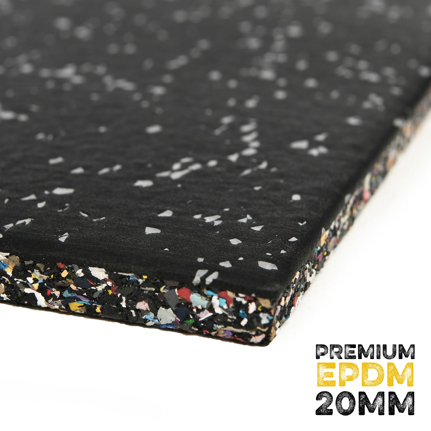 Premium EPDM | 20mm Grey Speckle Rubber 1m x 1m Floor Tiles