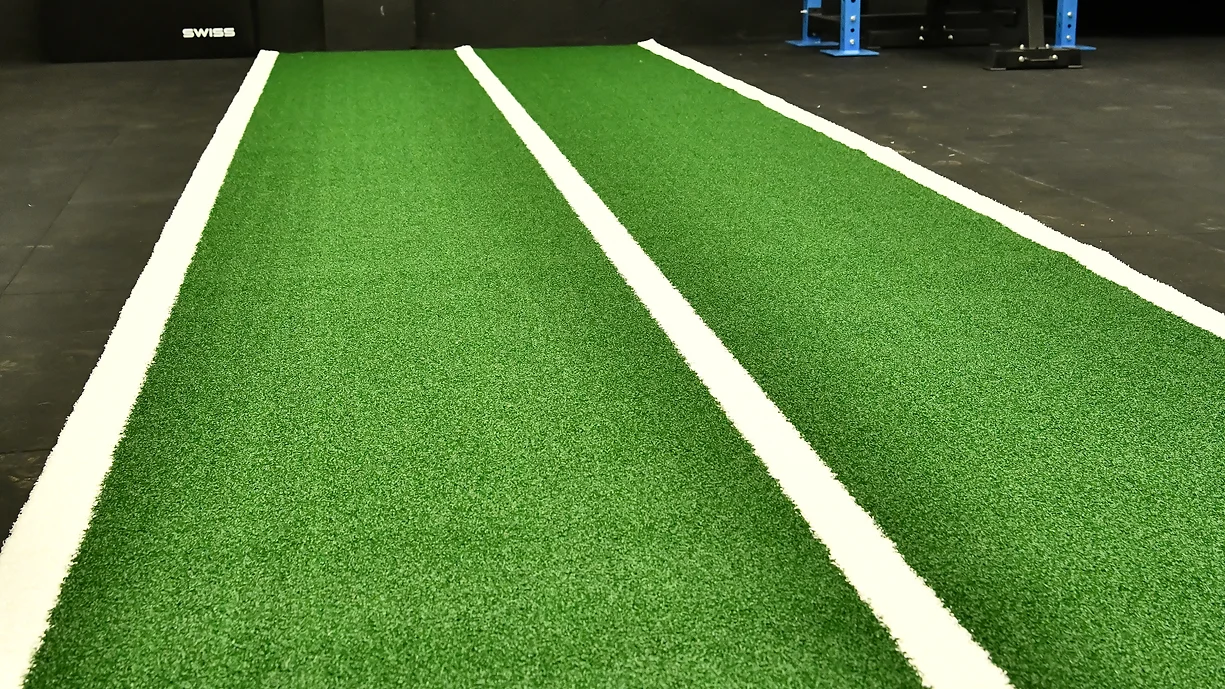 Green Astro Gym Turf Sprint and Sled Track