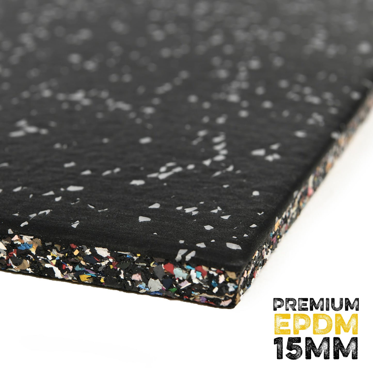 Premium EPDM | 15mm Grey Speckle Rubber 1m x 1m Floor Tiles