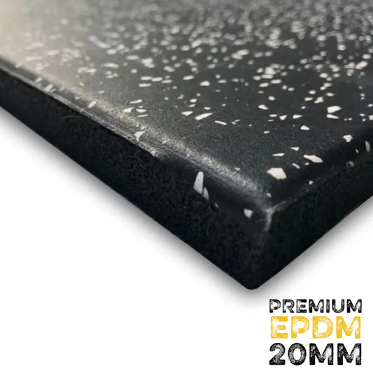 Premium EPDM | 20mm Grey Speckle Rubber 1m x 1m Floor Tiles