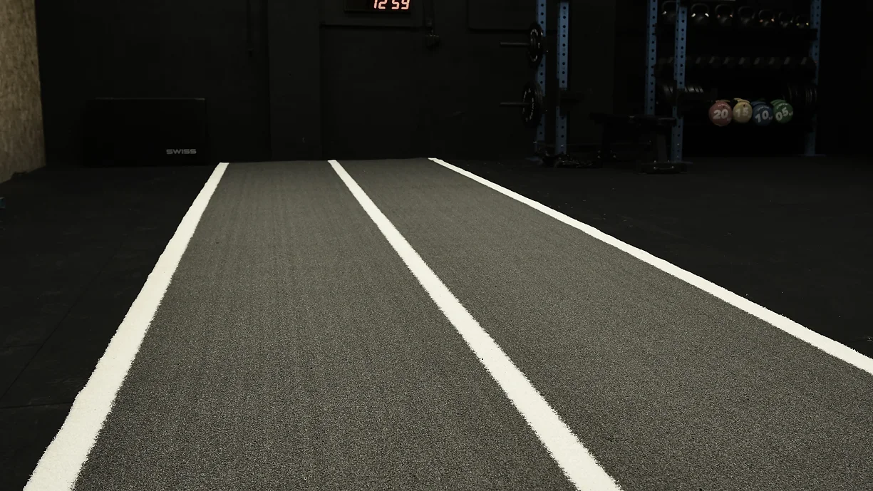 Grey Astro Gym Turf Sprint and Sled Track